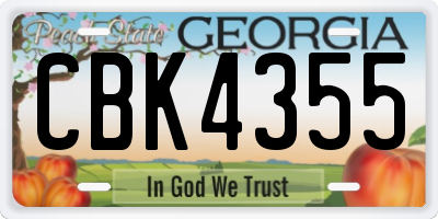 GA license plate CBK4355