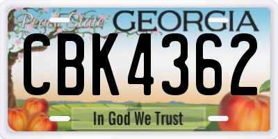 GA license plate CBK4362