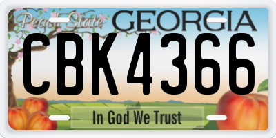 GA license plate CBK4366