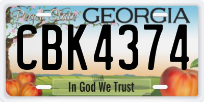 GA license plate CBK4374