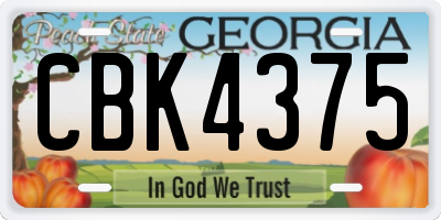 GA license plate CBK4375