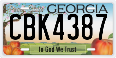 GA license plate CBK4387