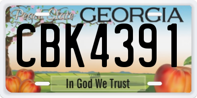 GA license plate CBK4391