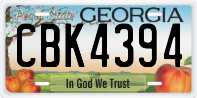 GA license plate CBK4394