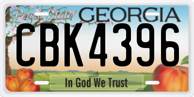 GA license plate CBK4396