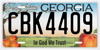 GA license plate CBK4409