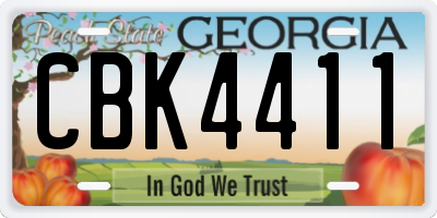 GA license plate CBK4411