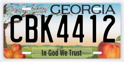 GA license plate CBK4412
