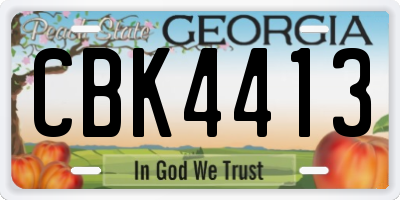GA license plate CBK4413