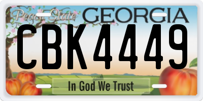 GA license plate CBK4449