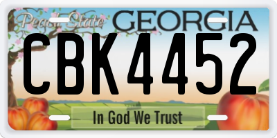 GA license plate CBK4452