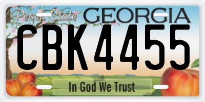GA license plate CBK4455