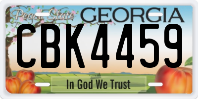 GA license plate CBK4459