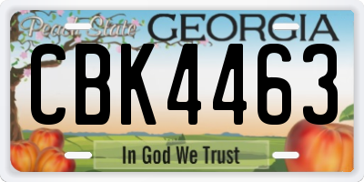 GA license plate CBK4463