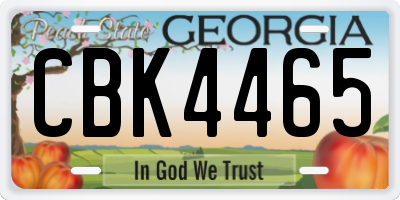 GA license plate CBK4465