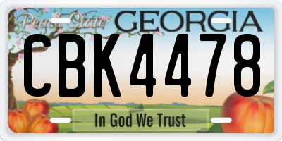 GA license plate CBK4478