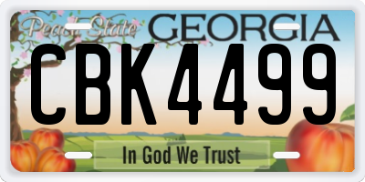 GA license plate CBK4499