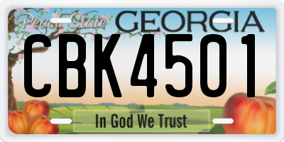 GA license plate CBK4501