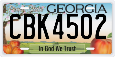 GA license plate CBK4502