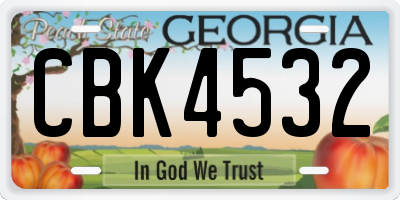 GA license plate CBK4532
