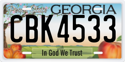 GA license plate CBK4533