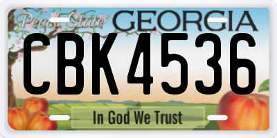 GA license plate CBK4536