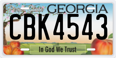 GA license plate CBK4543