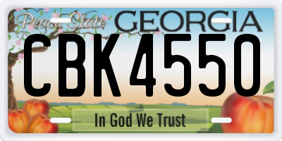 GA license plate CBK4550
