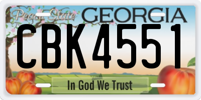 GA license plate CBK4551