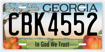 GA license plate CBK4552
