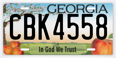 GA license plate CBK4558