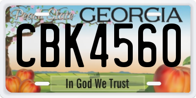 GA license plate CBK4560