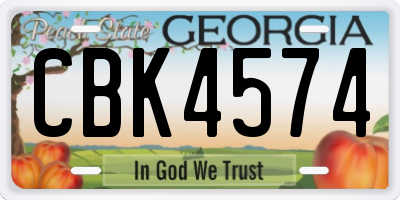 GA license plate CBK4574