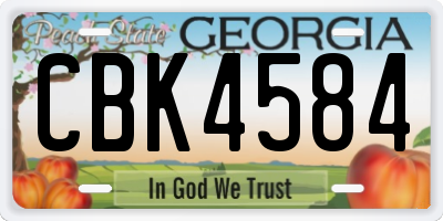 GA license plate CBK4584
