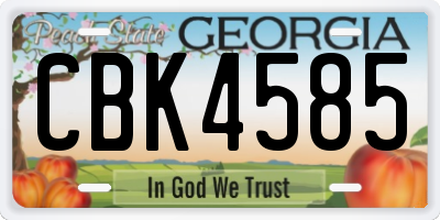 GA license plate CBK4585