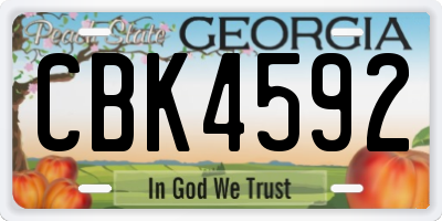 GA license plate CBK4592