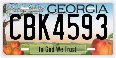 GA license plate CBK4593