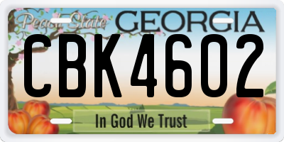 GA license plate CBK4602