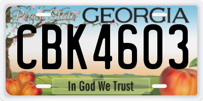 GA license plate CBK4603