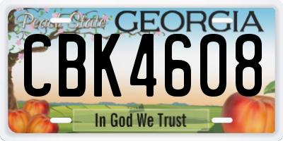 GA license plate CBK4608
