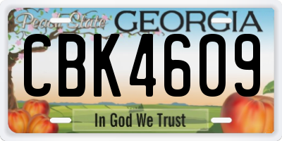 GA license plate CBK4609