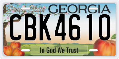 GA license plate CBK4610