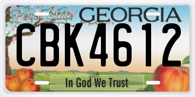 GA license plate CBK4612