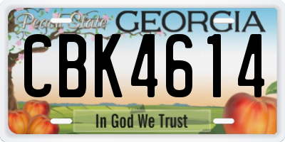 GA license plate CBK4614