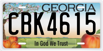 GA license plate CBK4615