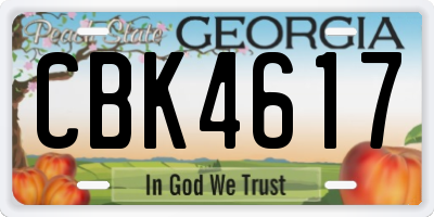 GA license plate CBK4617