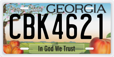 GA license plate CBK4621