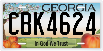 GA license plate CBK4624