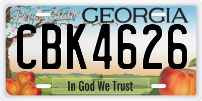 GA license plate CBK4626