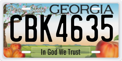 GA license plate CBK4635